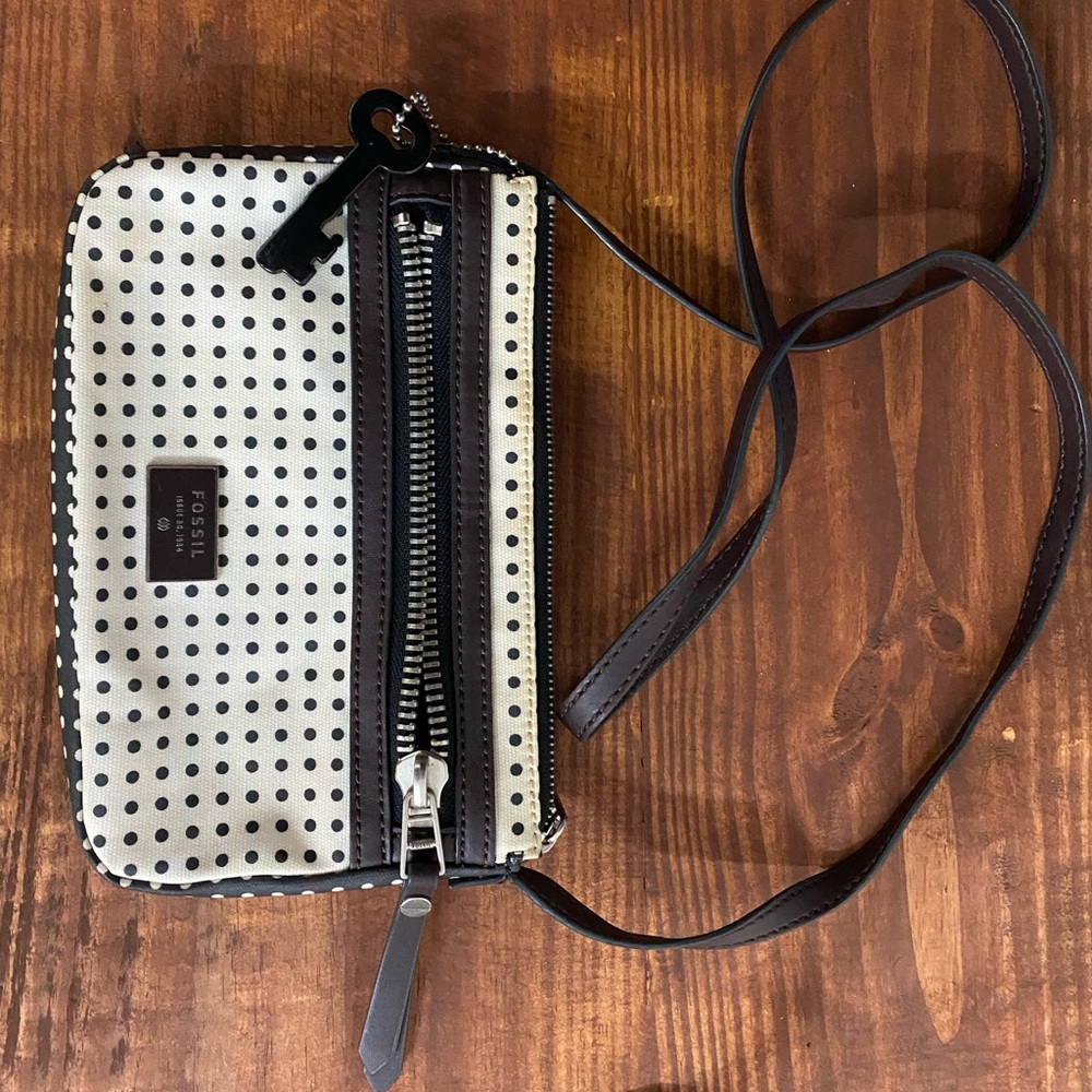 Authentic Fossil Polka-Dot Crossbody.